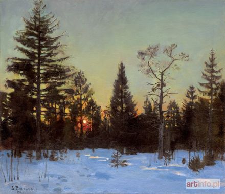 ŻUKOWSKI Stanisław | PUSZCZA – ZACHÓD SŁOŃCA ZIMĄ, 1923