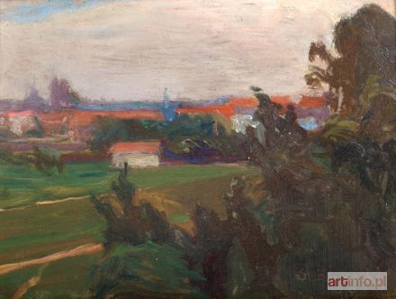 ŻARNECKI Stanisław | Pejzaż z zabudowaniami, 1919 r.