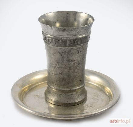 Kubek platerowy z podstawką posrebrzaną