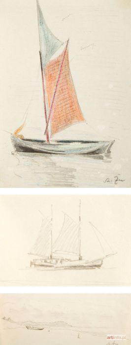 ŻURAWSKI Stanisław | Trzy rysunki współoprawne - widoki nadmorskie