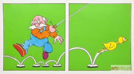 LUTCZYN Edward | Kurczę blade, ilustracja do książki Wandy Chotomskiej, s. 10 i 11, lata 80. XX w.