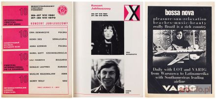 Folder 10 Międzynarodowego Festiwalu Piosenki w Sopocie. Koncert Jubileuszowy, 1970 r.