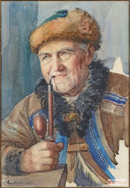 AUGUSTYNOWICZ Aleksander | PORTRET GÓRALA z FAJKĄ, 1925