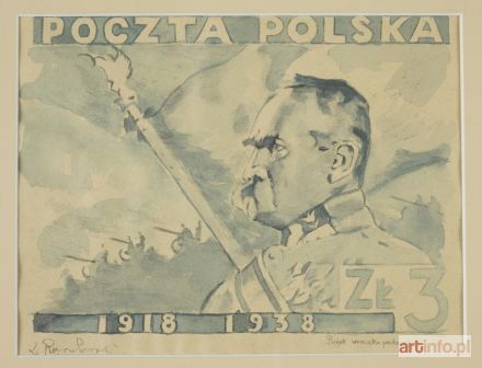 ROZWADOWSKI Zygmunt | PROJEKT ZNACZKA POCZTOWEGO Z JÓZEFEM PIŁSUDSKIM