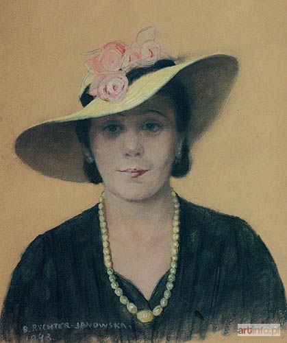 RYCHTER-JANOWSKA Bronisława | Portret kobiety w kapeluszu