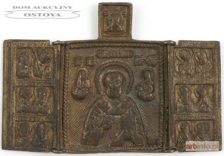 IKONA PODRÓŻNA, TRYPTYK ZE ŚW. MIKOŁAJEM CUDOTWÓRCĄ, Rosja, XIX w.