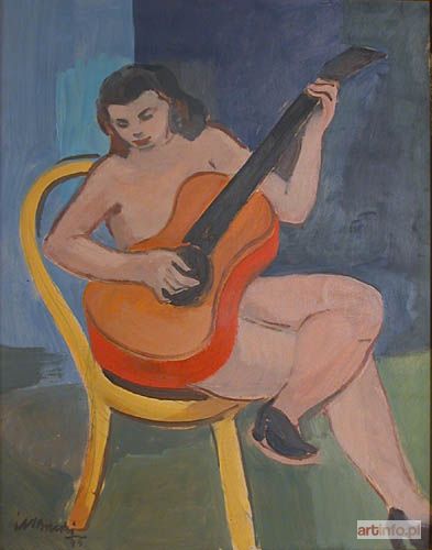 BRZESKI Janusz Maria | Akt z gitarą, 1945 r.