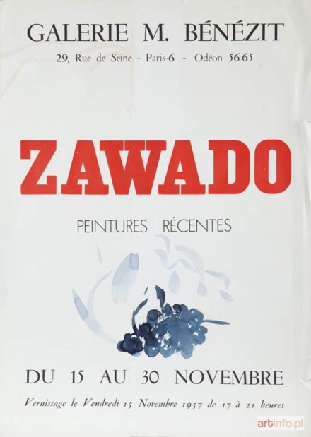 ZAWADOWSKI Jan Wacław (Zawado) | PLAKAT WYSTAWY- ZAWADO - GALERIE M. BENEZIT, 1957 R.