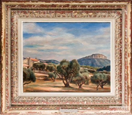 PANKIEWICZ Józef | Pejzaż z Cassis (Widok z gaju oliwkowego na Couronne de Charlemagne w Cassis), 1928 r.