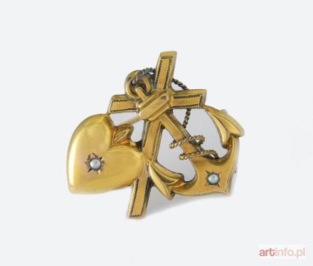 Broszka z symbolami trzech Cnót Kardynalnych: wiara, nadzieja, miłość