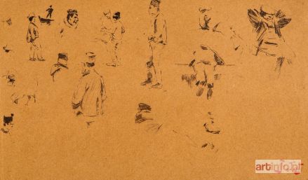 FAŁAT Julian | SZKICE POSTACI - KARTKA ZE SZKICOWNIKA, 1885