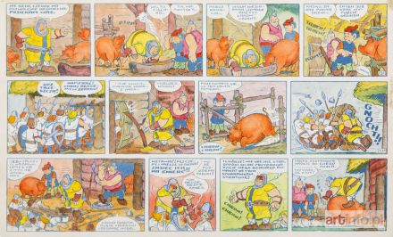 CHRISTA Janusz | Kajko i Kokosz - Rozprawa z Dajmiechem, plansza komiksowa nr 130-132, ok. 1987 r.