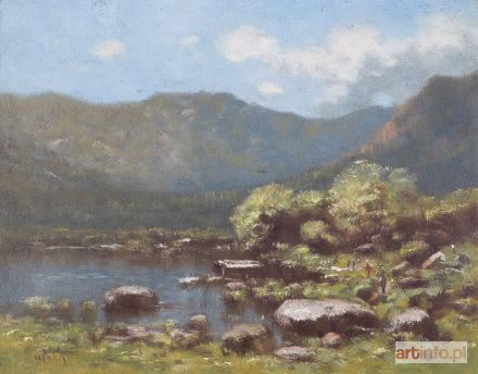MALECKI Władysław | PEJZAŻ ALPEJSKI Z JEZIOREM, ok. 1890