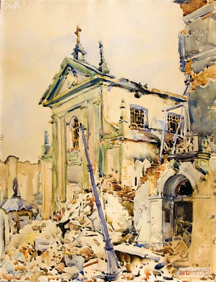 BOCZYŃSKI Antoni | WIDOK KOŚCIOŁA P.W. PRZEMIENIENIA PAŃSKIEGO NA UL. MIODOWEJ W WARSZAWIE, 1945