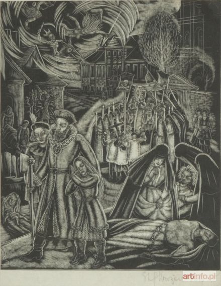 MROŻEWSKI Stefan | Procesja - czarna śmierć, 1938 r.