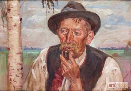WODZINOWSKI Wincenty | Portret chłopa z fajką, 1929 r.