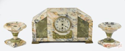 Zegar kominkowy z dwoma podstawkami art déco