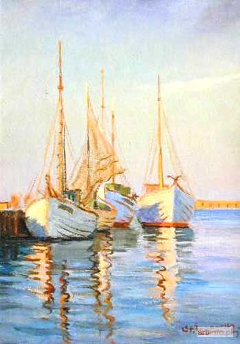 ŻURAWSKI Stanisław | Kutry we Władysławowie o zachodzie słońca