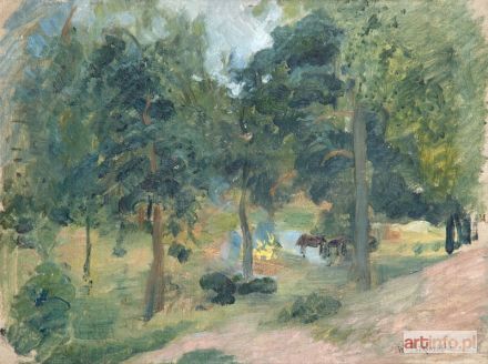 PODKOWIŃSKI Władysław Ansgary | PEJZAŻ ZE STAWEM, OK. 1891-92 R.