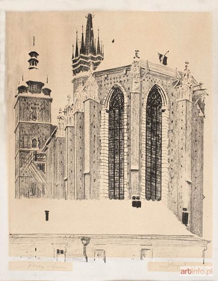 WYCZÓŁKOWSKI Leon | Apsyda Kościoła Mariackiego w Krakowie - pod śniegiem, 1926