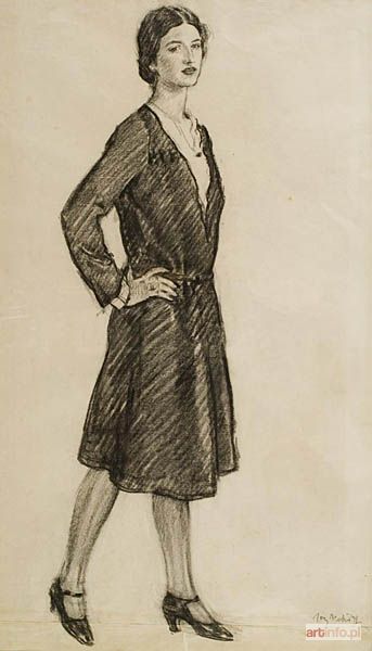 MEHOFFER Józef | PORTRET MŁODEJ KOBIETY EN PIED (GIZELI OSKAROWEJ SCHENKEROWEJ?), [ok. 1925 lub po]
