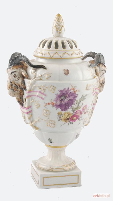 Wazon - potpourri, z uchwytami - baranimi główkami