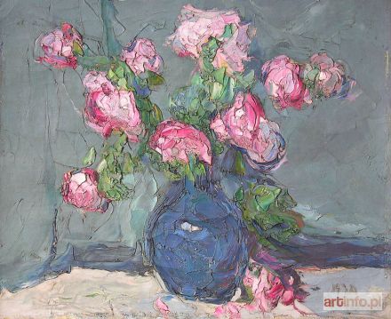 TERLIKOWSKI Włodzimierz | Bouquet de roses dans un vase bleu (1920)