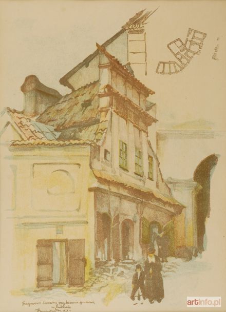 GUMOWSKI Jan Kanty | Fragment bazaru przy Bramie Grodzkiej w Lublinie, z cyklu: Motywy architektury polskiej, 1918