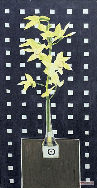 KAZIMIERSKA Magdalena | Żółta orchidea, białe kwadraciki, 2006
