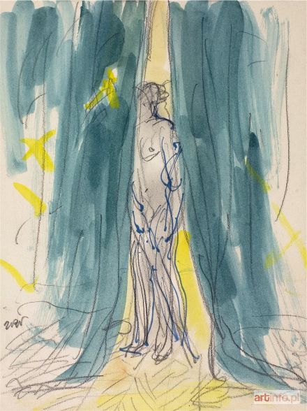 WEISS Wojciech | Akt z niebieską kurtyną, 1949