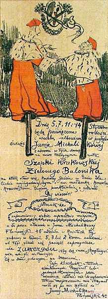 FRYCZ Karol | Dwie Magnificencje. Wyczółkowski i hr. Tarnowski. Zaproszenie na Szopkę Zielonego Balonika, 1911
