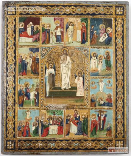 IKONA, PRAZDNIK ZE ZMARTWYCHWSTANIEM, Rosja ok, 1880