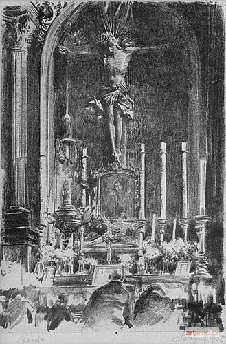 WYCZÓŁKOWSKI Leon | Krucyfi ks Wita Stwosza z modlącym się L. Wyczółkowskim, 1926